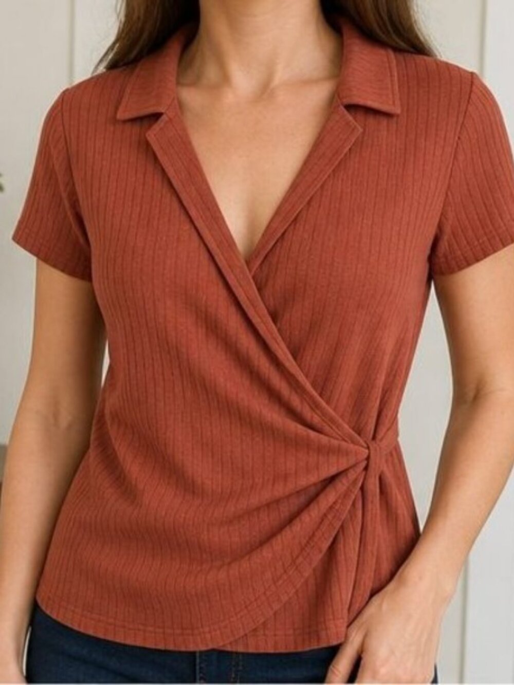 Rust Wrap Blouse
